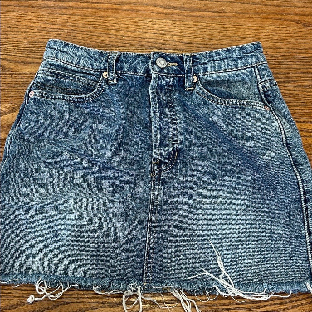 We The Free Denim Skirt Women’s 25 Blue Frayed Mini Distressed Festival - Picture 11 of 11